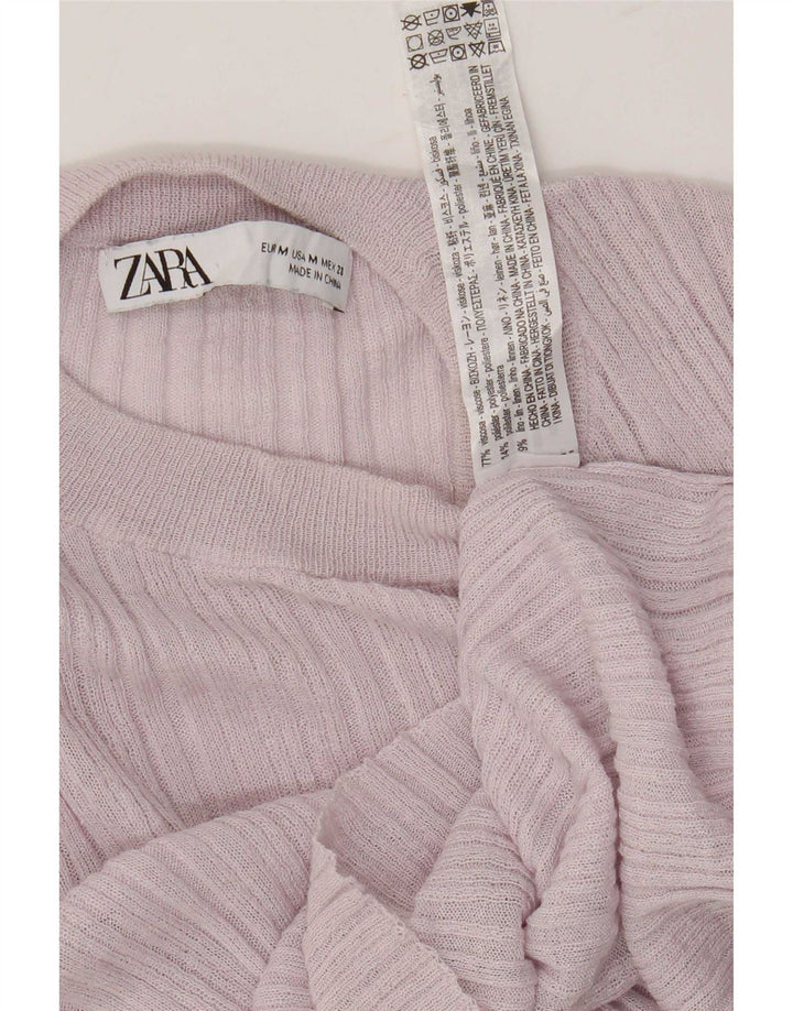 Женский укороченный топ Zara с длинным рукавом UK 12, вискоза среднего розового цвета