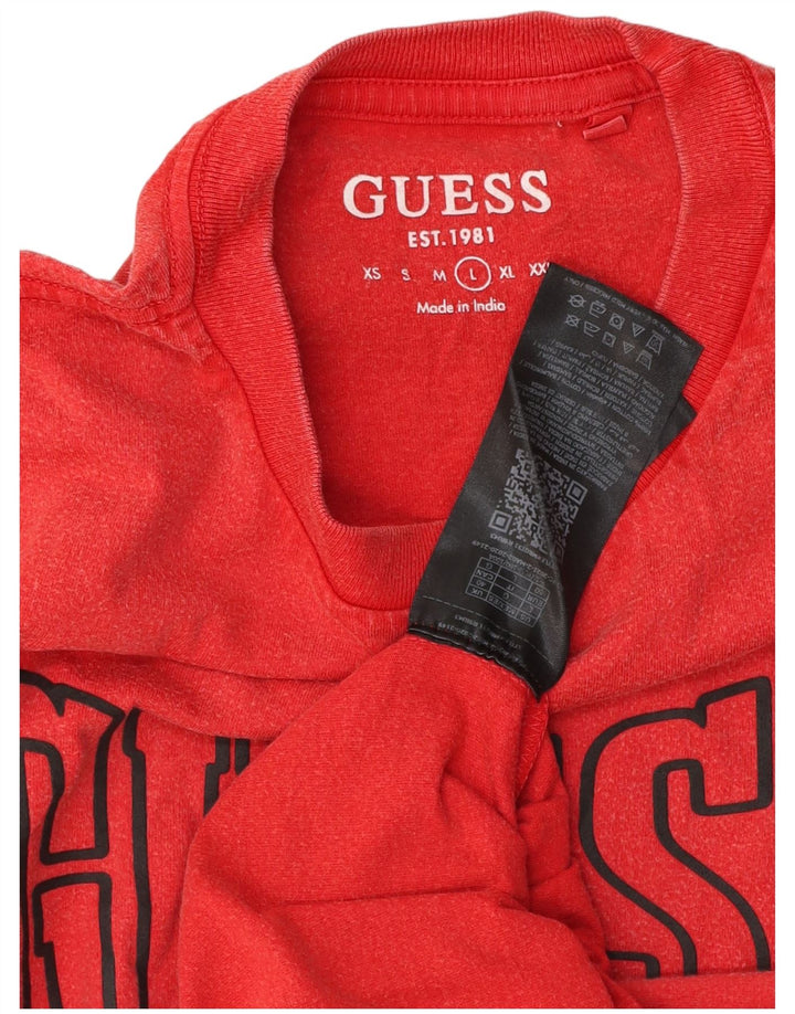 Мужская футболка Guess с рисунком, большой красный хлопок