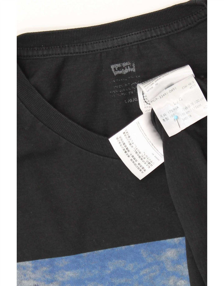 Мужская футболка с рисунком Levi's, большой черный хлопок