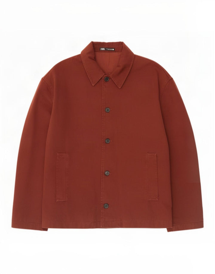 Мужская куртка-бомбер Zara UK 40, большая бордовая, хлопок
