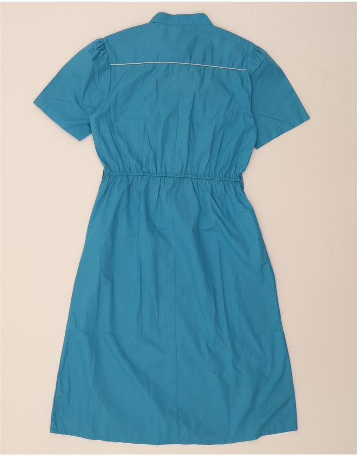 VINTAGE Womens Short Sleeves Maxi Dress UK 14 Medium Blue Vintage Vintage and Second-Hand Vintage from Messina Hembry 
