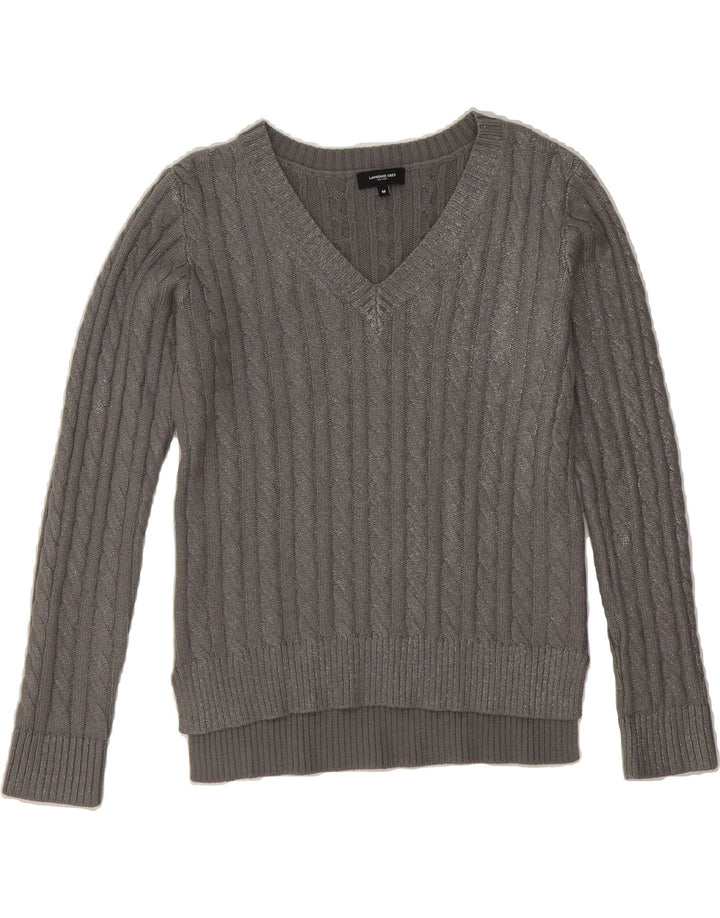 LAWRENCE GREY Womens V-Neck Jumper Sweater UK 14 Medium Grey Vintage Lawrence Grey and Second-Hand Lawrence Grey from Messina Hembry 