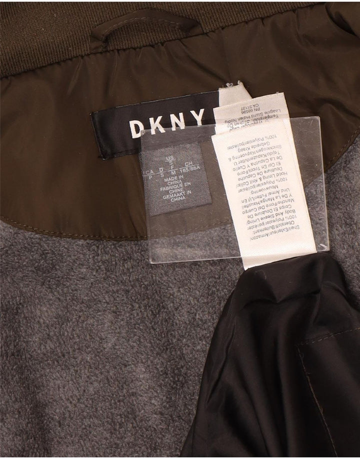 Женская стеганая куртка Dkny с капюшоном UK 10, маленький коричневый полиэстер