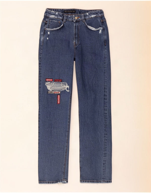 Женские джинсы Zara Trafaluc с завышенной талией EU 36 XS W26 L29 Синие