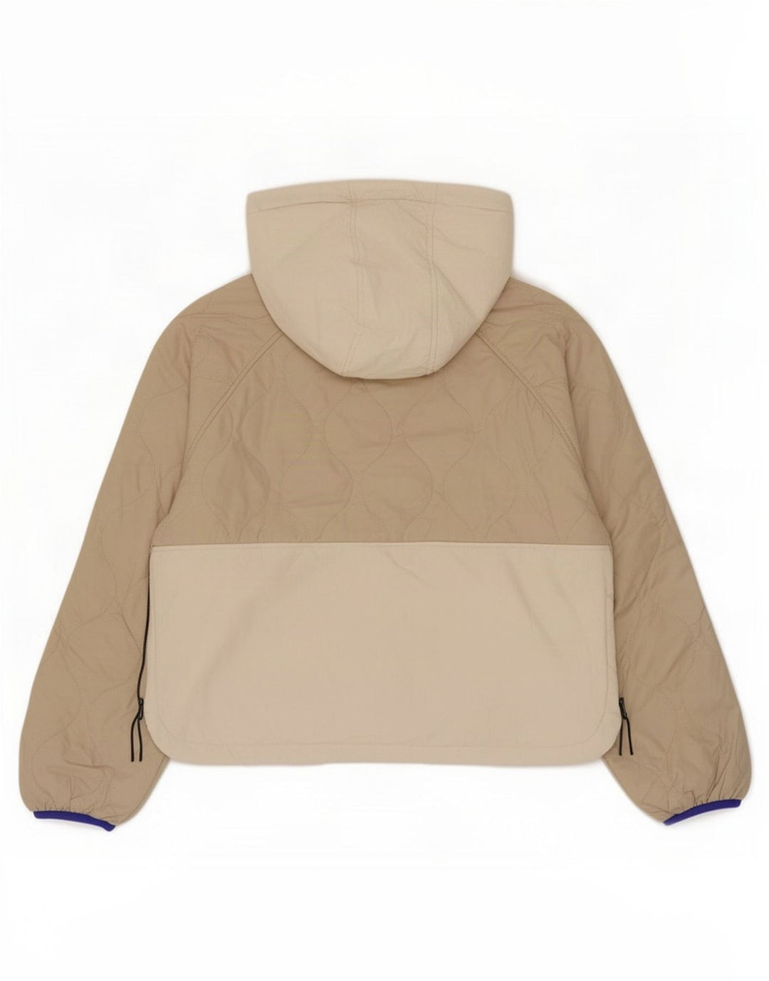 Женская стеганая куртка Zara UK 16, большой размер, бежевый, полиэстер с цветными блоками