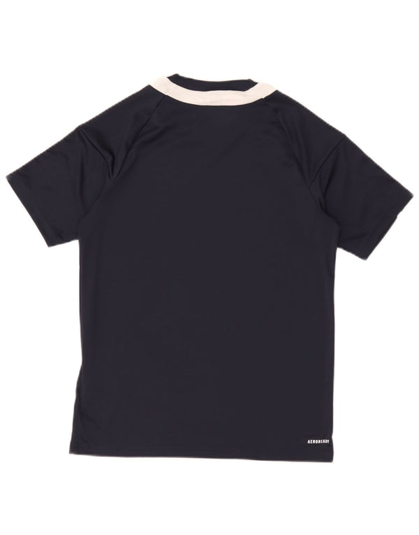 Футболка Adidas Aeroready для мальчиков, топ 13–14 лет, темно-синий с цветными блоками
