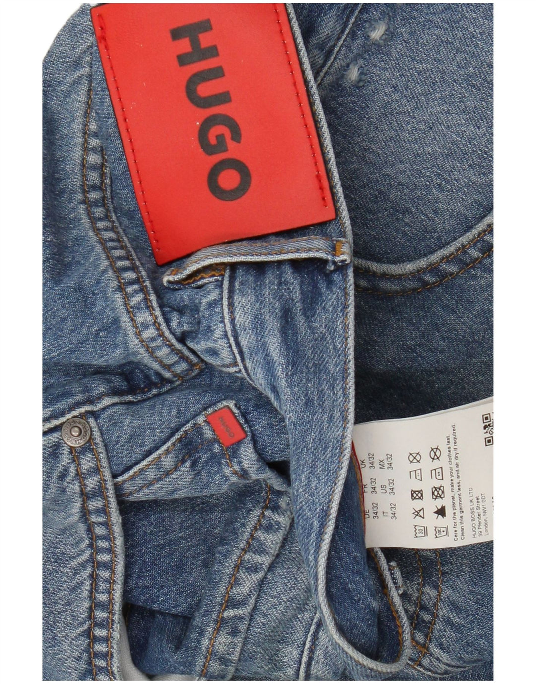 Мужские прямые джинсы HUGO BOSS W34 L27, синий хлопок