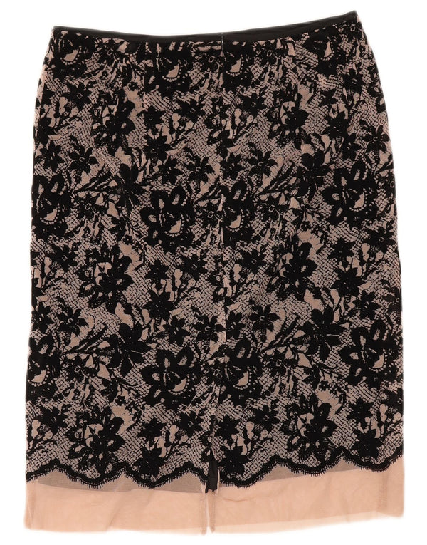 Женская юбка-миди Zara XS W30, черный полиэстер с цветочным принтом