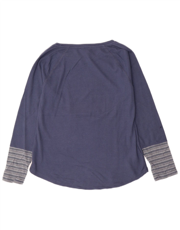 EDDIE BAUER Женский топ с длинным рукавом UK 16, большой темно-синий полосатый хлопок