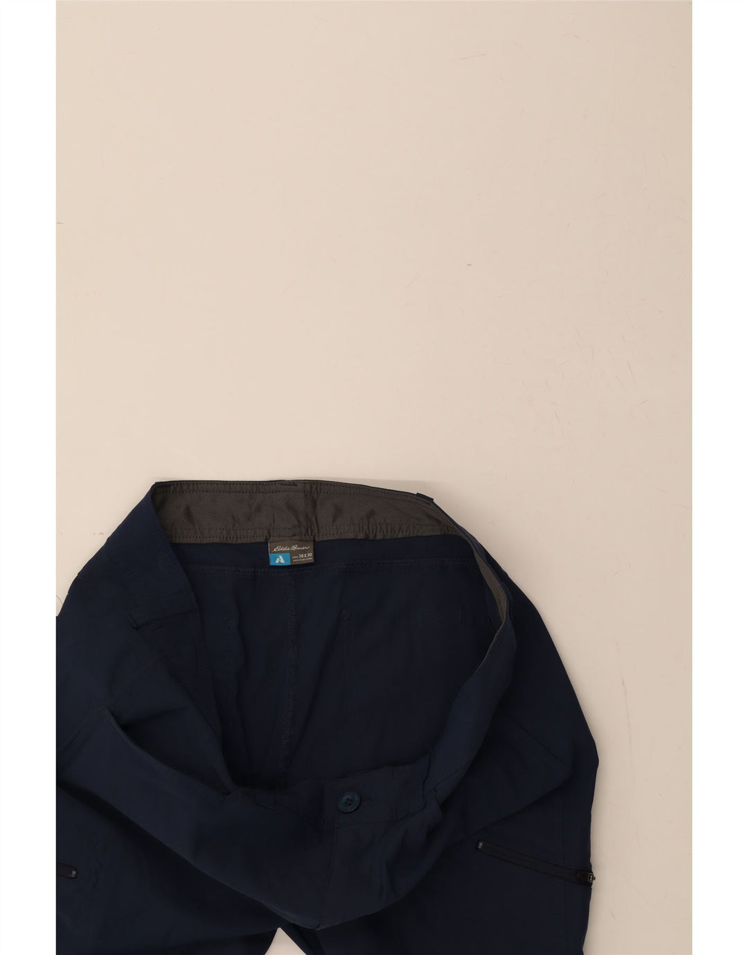 EDDIE BAUER Womens Straight Cargo Trousers W38 L30 Navy Blue Nylon Vintage Eddie Bauer and Second-Hand Eddie Bauer from Messina Hembry 