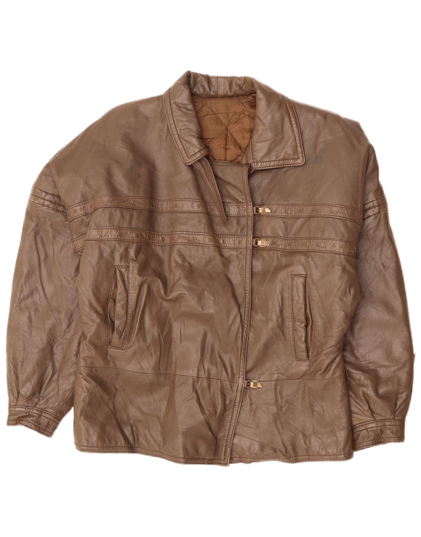 ВИНТАЖНАЯ Женская кожаная куртка UK 18 XL Коричневая