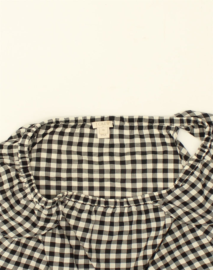 J. CREW Womens Oversized Off Shoulder Top UK 6 XS Black Gingham Cotton | Vintage J. Crew | Thrift | Second-Hand J. Crew | Used Clothing | Messina Hembry 