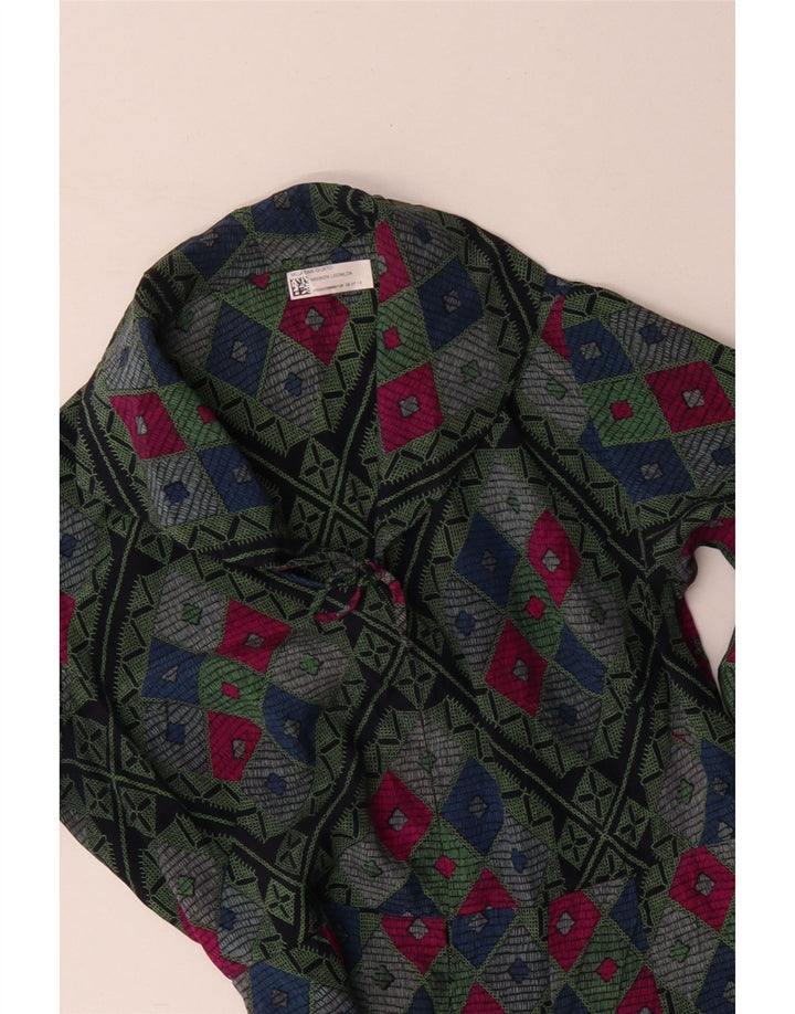 Винтажное женское платье А-силуэта UK 12, средний разноцветный геометрический узор