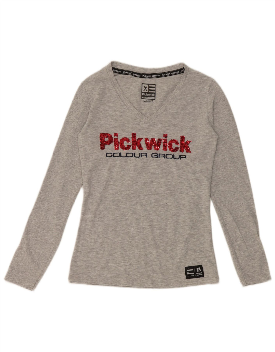 Pickwick Женский топ с графическим рисунком, длинный рукав, Великобритания, 8, маленький серый, вискоза с крапинками