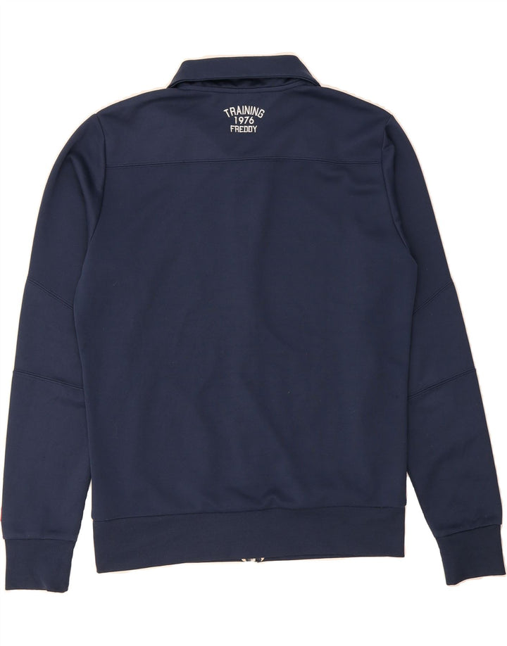 FREDDY Mens Graphic Tracksuit Top Jacket Large Navy Blue Polyester Vintage Freddy and Second-Hand Freddy from Messina Hembry 