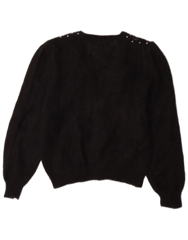 Винтажный женский кардиган-свитер UK 16, большой черный