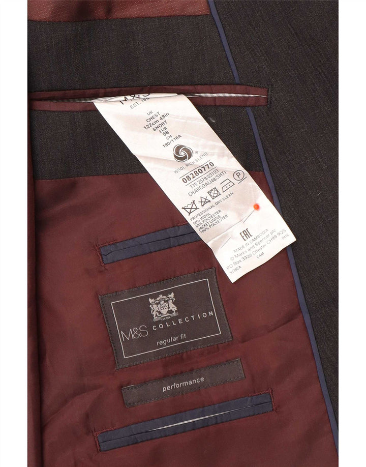 Мужской пиджак на двух пуговицах Marks & Spencer, Великобритания, 48, 2XL, серый, шерстяной