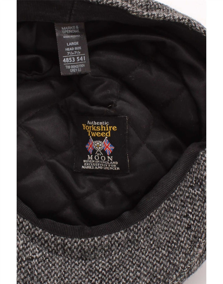 Мужская плоская кепка Marks & Spencer, большая серая классическая шерстяная кепка с рисунком «елочка»