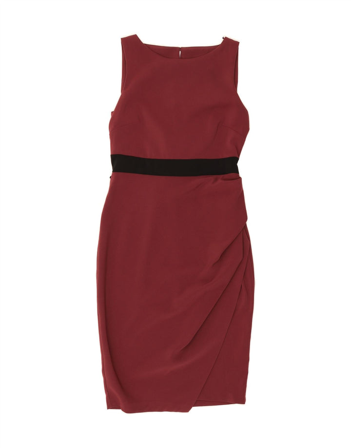 CLOSET Womens Sleeveless Bodycon Dress UK 14 Medium Maroon Polyester Vintage CLOSET and Second-Hand CLOSET from Messina Hembry 