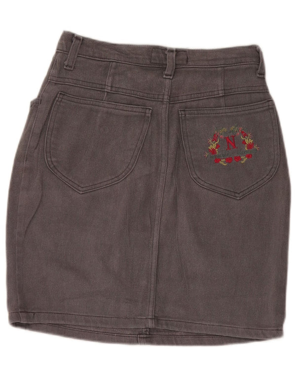 ВИНТАЖНАЯ Женская джинсовая юбка с высокой талией IT 42 Medium W28 Серый хлопок