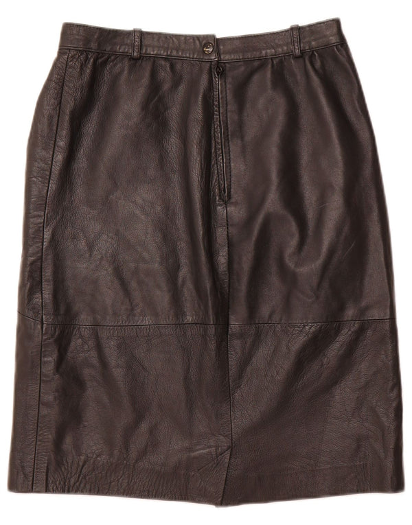 ВИНТАЖНАЯ женская кожаная юбка с высокой талией IT 48 XL W28 Черная кожа