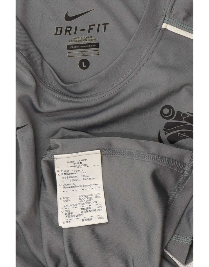 Мужская футболка Nike Dri Fit, большой серый полиэстер с цветными блоками