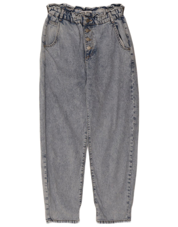 Женские джинсы Zara с высокой талией EU 38, маленькие W28 L25, синие, хлопок