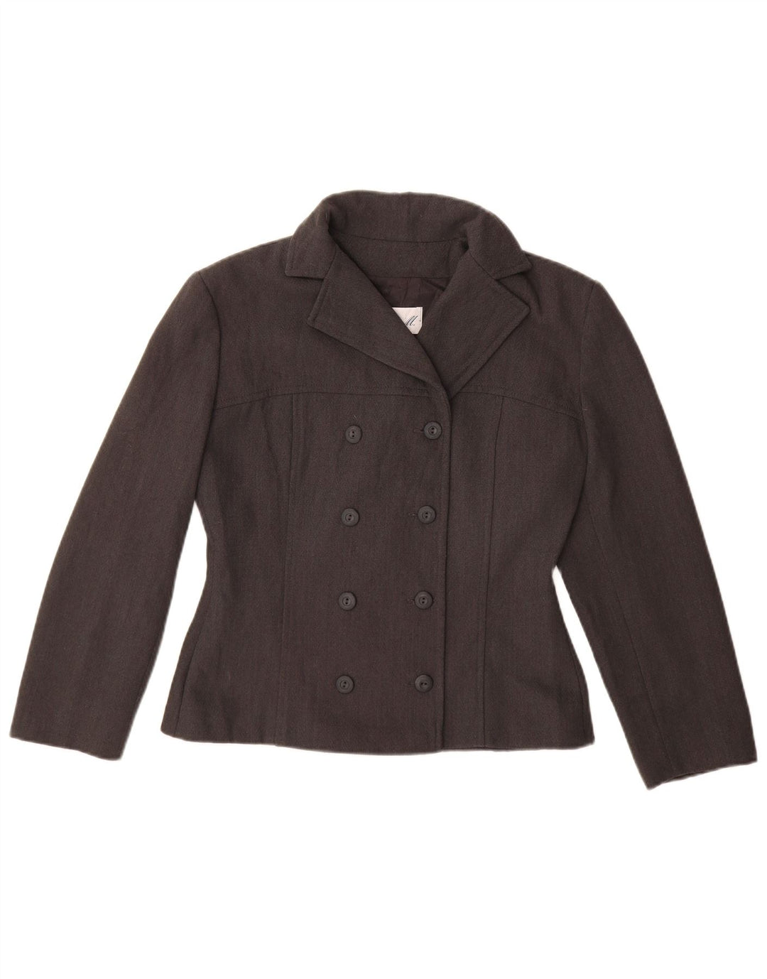 Винтажный женский укороченный двубортный пиджак, Великобритания 14, средний серый цвет