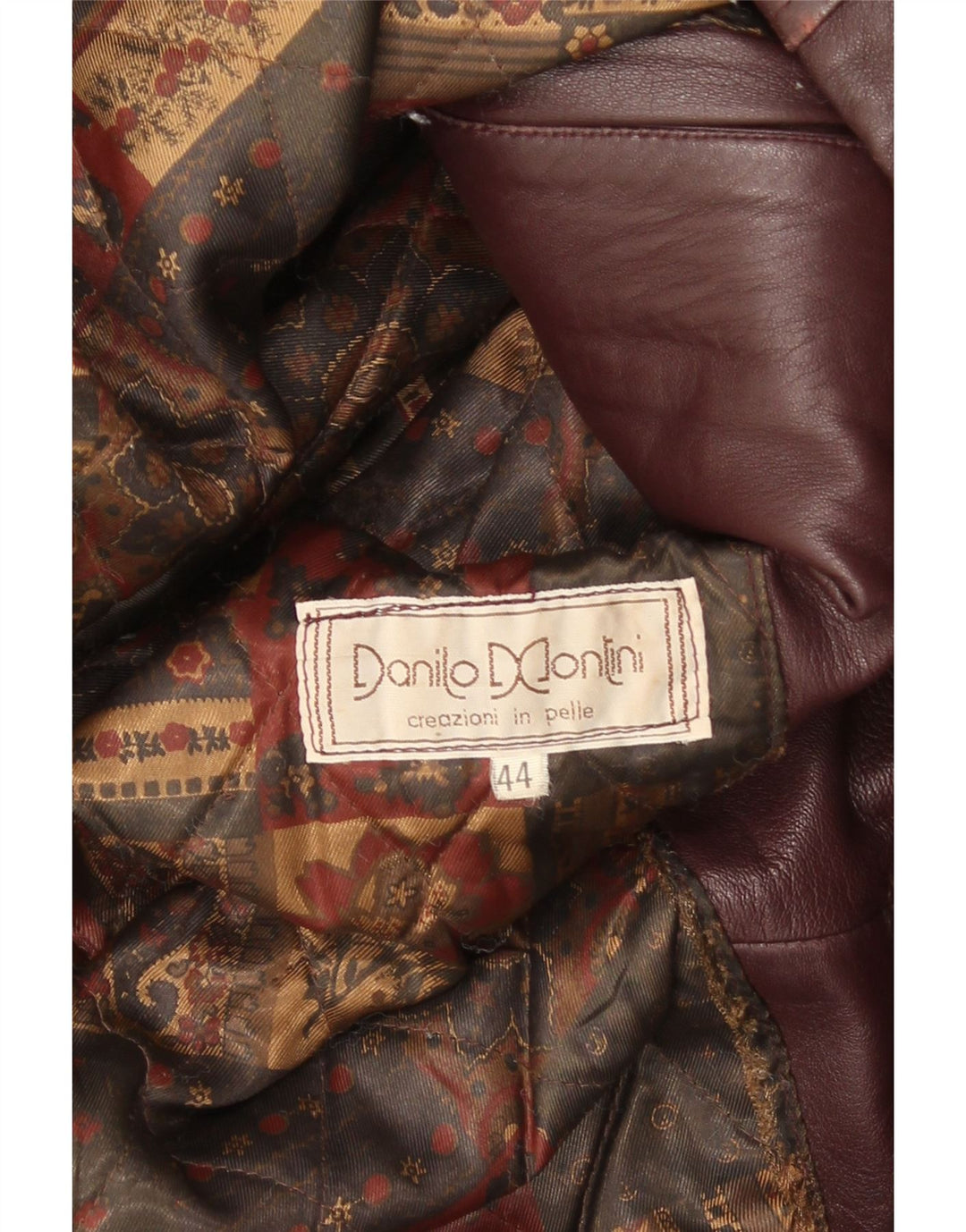 Винтажное женское кожаное пальто свободного кроя IT 44 Medium Burgundy Leather