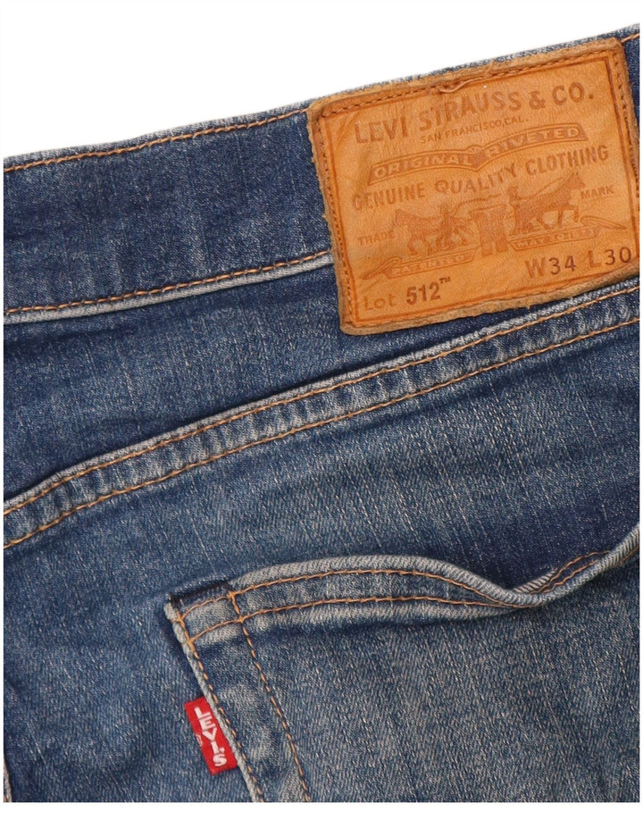 Мужские зауженные зауженные джинсы LEVI'S 512 W34 L28 синие, хлопок