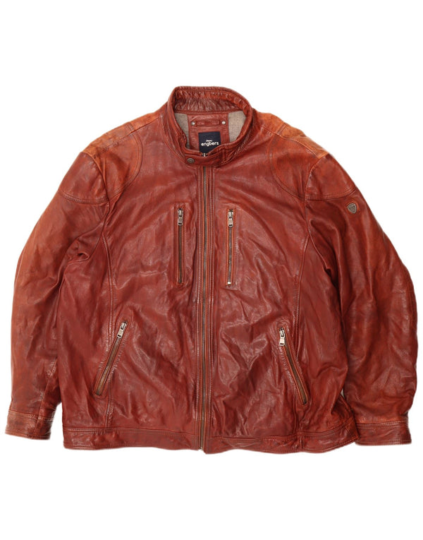 Мужская кожаная куртка ENGBERS UK 46 3XL бордовая