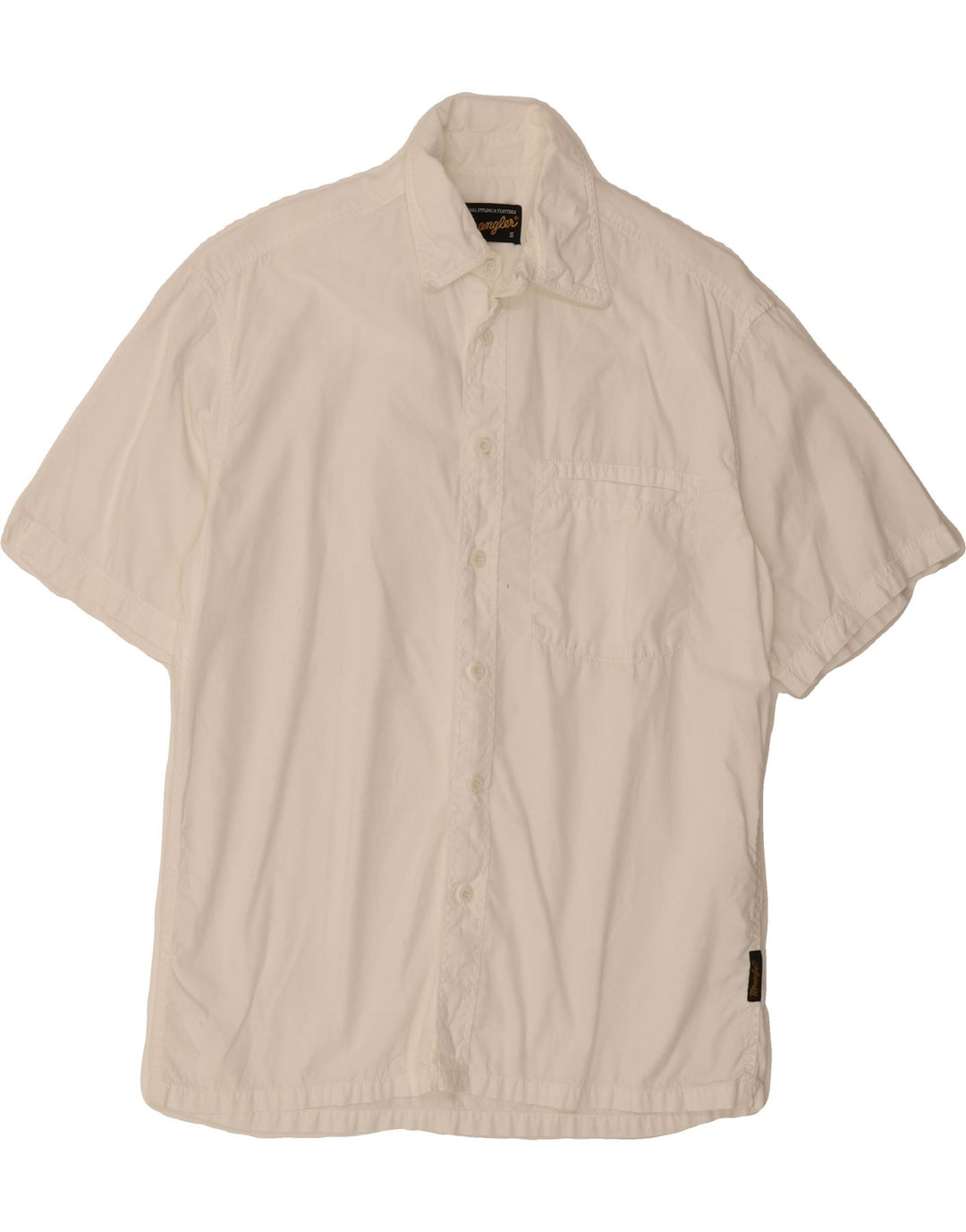 WRANGLER Mens Short Sleeve Shirt Small White Cotton Vintage Wrangler and Second-Hand Wrangler from Messina Hembry 