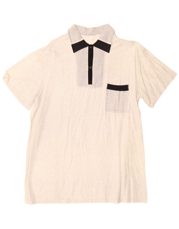 Винтажная мужская пуловерная рубашка с коротким рукавом IT 52, большая с белыми крапинками