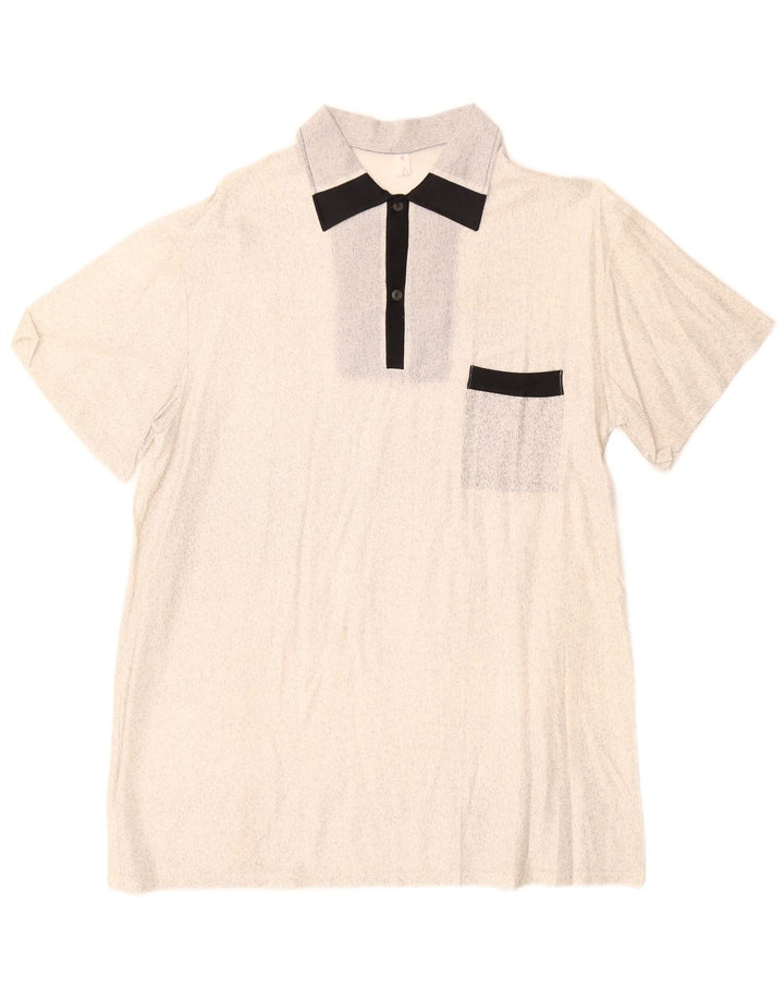 Винтажная мужская пуловерная рубашка с коротким рукавом IT 52, большая с белыми крапинками