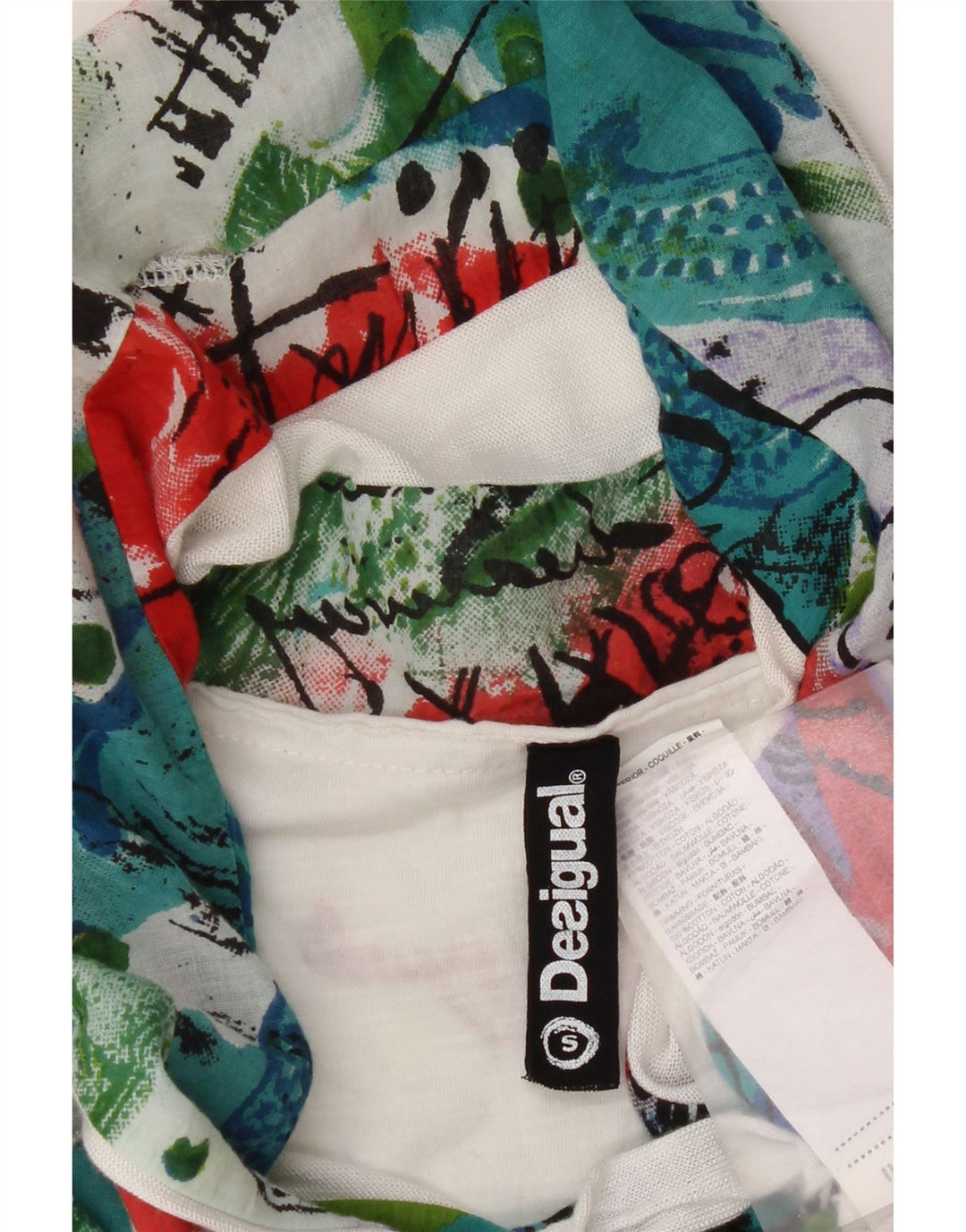 Женская блузка с вырезом Desigual Top UK 10, маленькая, белая вискоза