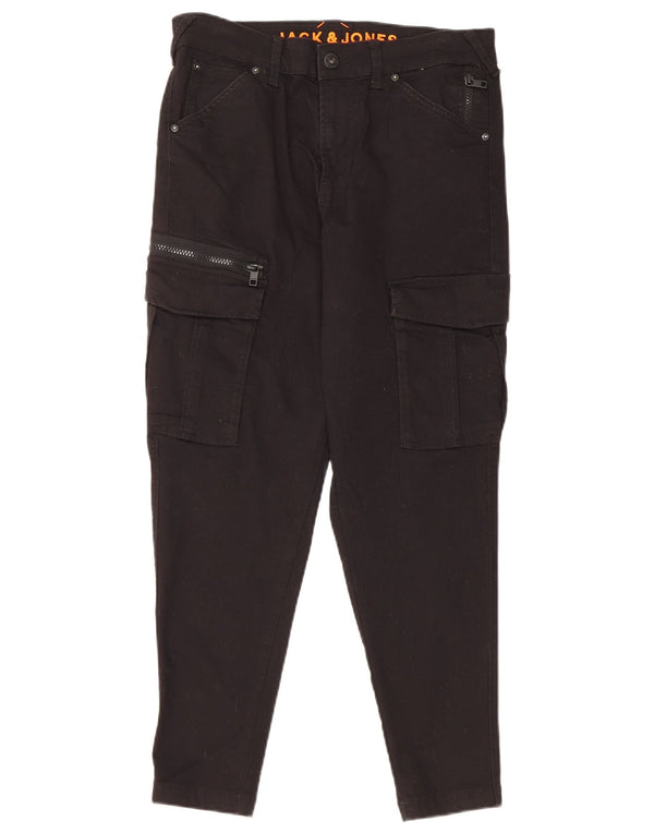 Мужские узкие укороченные брюки-карго Jack & Jones W28 L25, черный хлопок