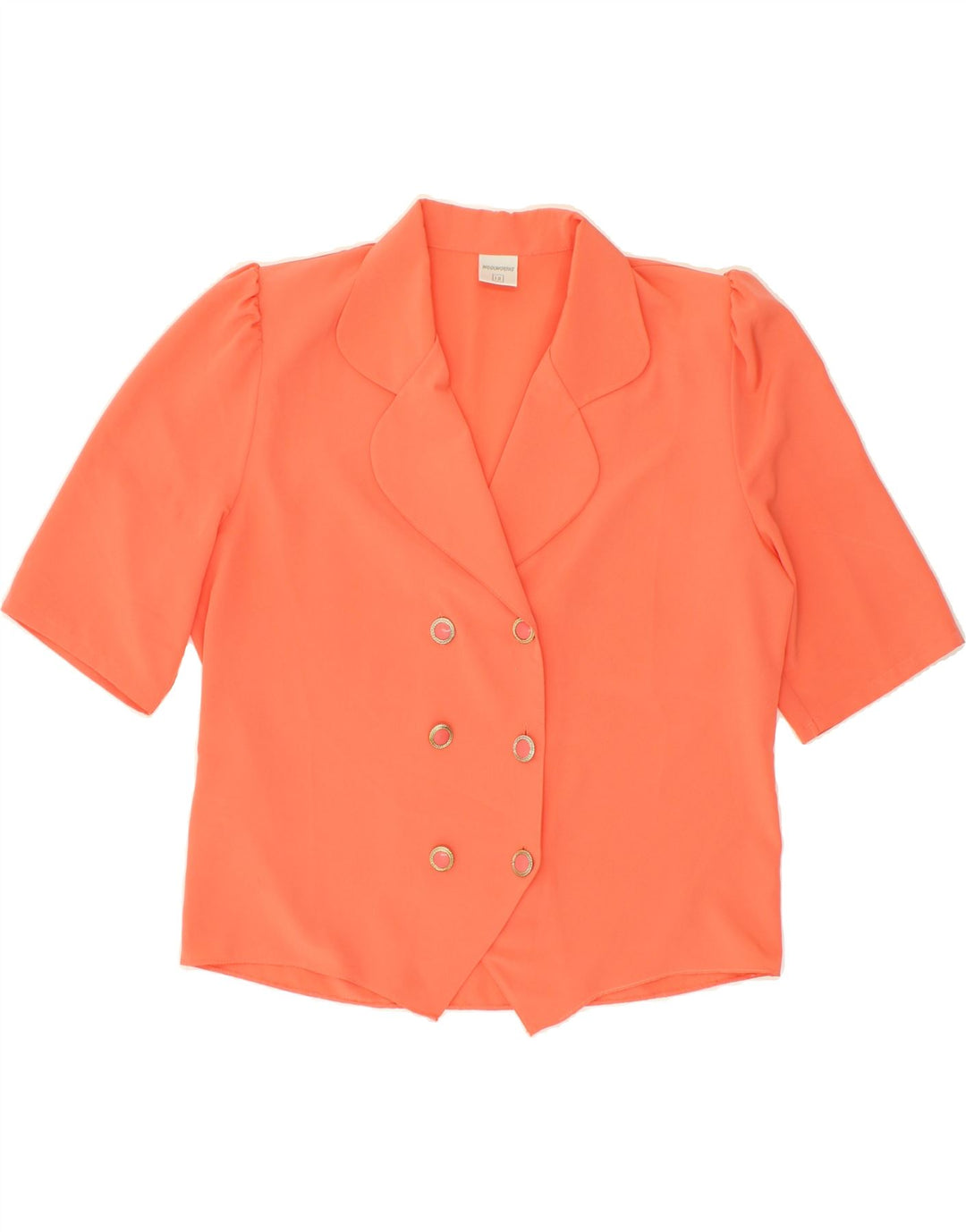 VINTAGE Womens Short Sleeve Blazer Jacket UK 12 Medium Orange Polyester Vintage Vintage and Second-Hand Vintage from Messina Hembry 