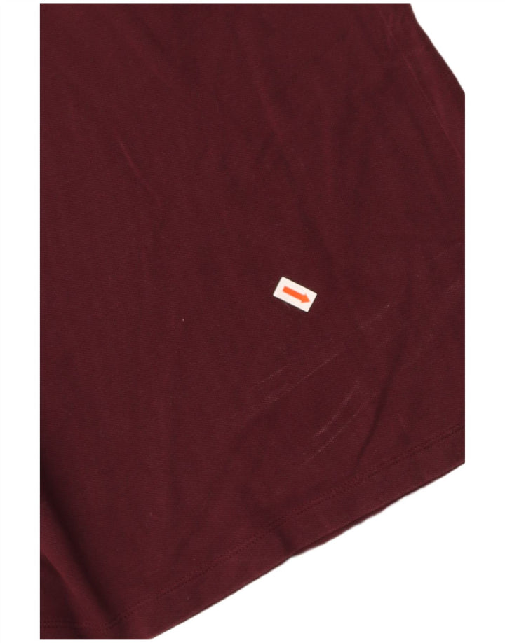 NEXT Mens Regular Fit Long Sleeve Polo Shirt Medium Burgundy Cotton