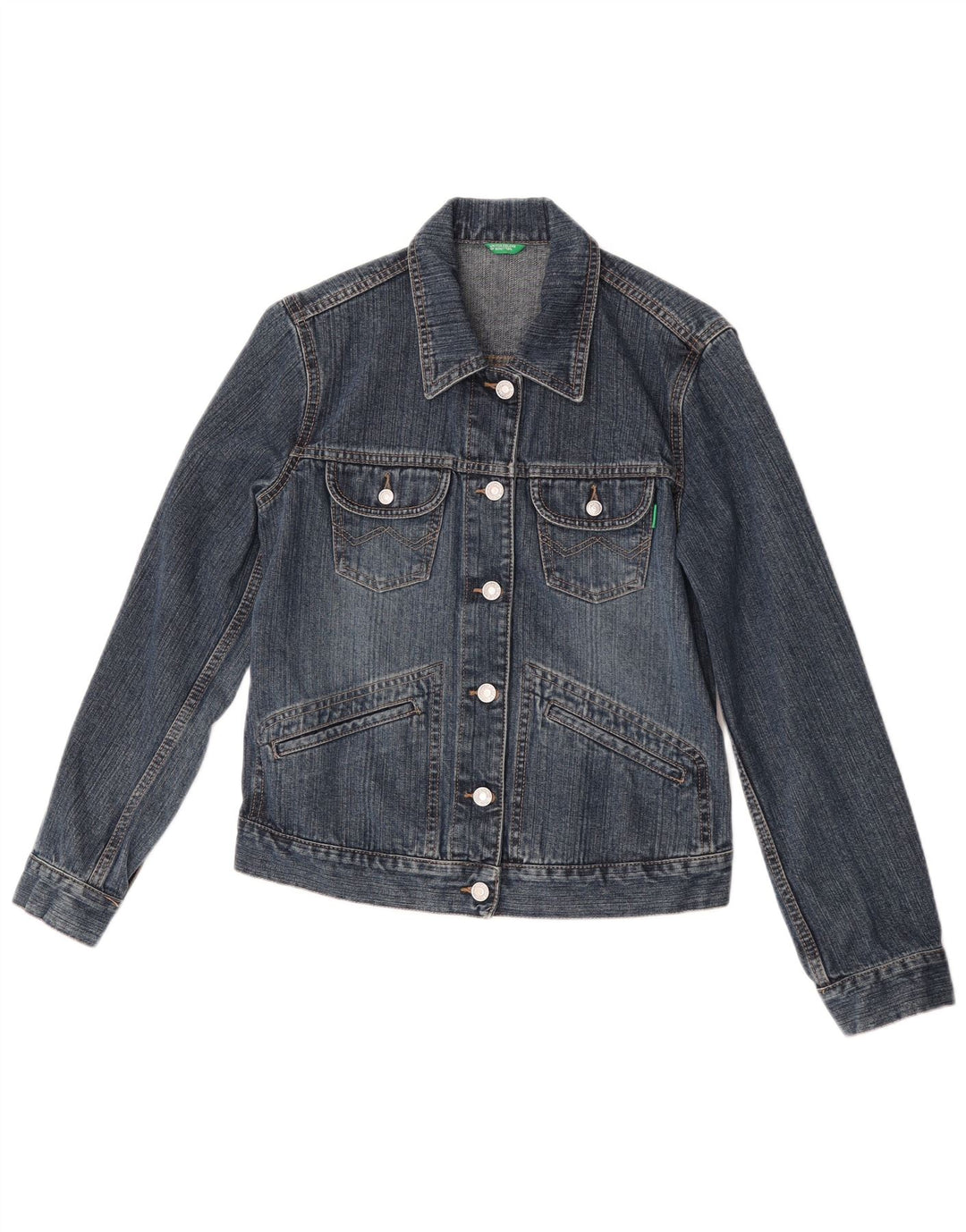 Женская джинсовая куртка Benetton UK 10, маленькая, синяя, хлопок