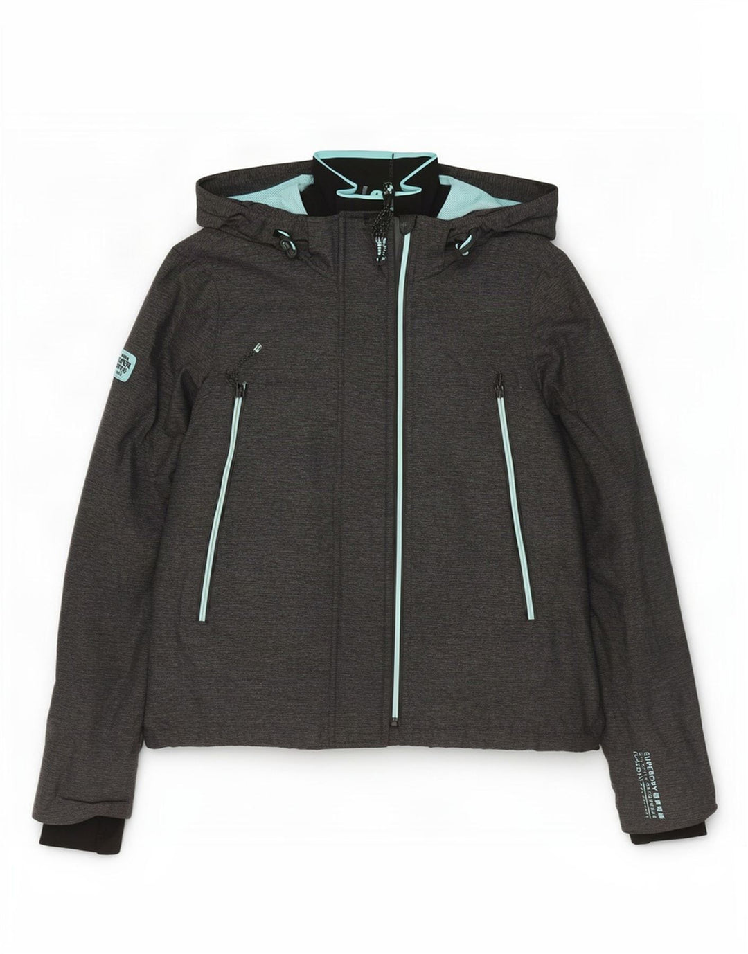 Женская дождевик с капюшоном Superdry UK 16, большой серый нейлон