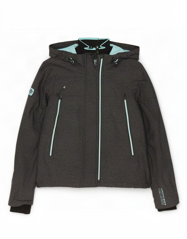 Женская дождевик с капюшоном Superdry UK 16, большой серый нейлон