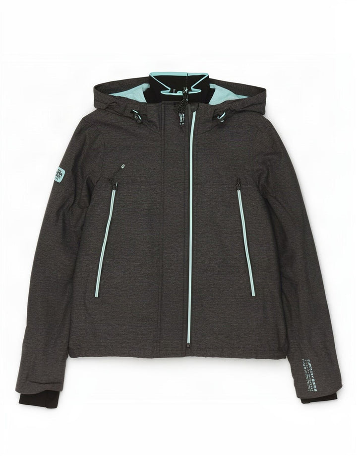 Женская дождевик с капюшоном Superdry UK 16, большой серый нейлон