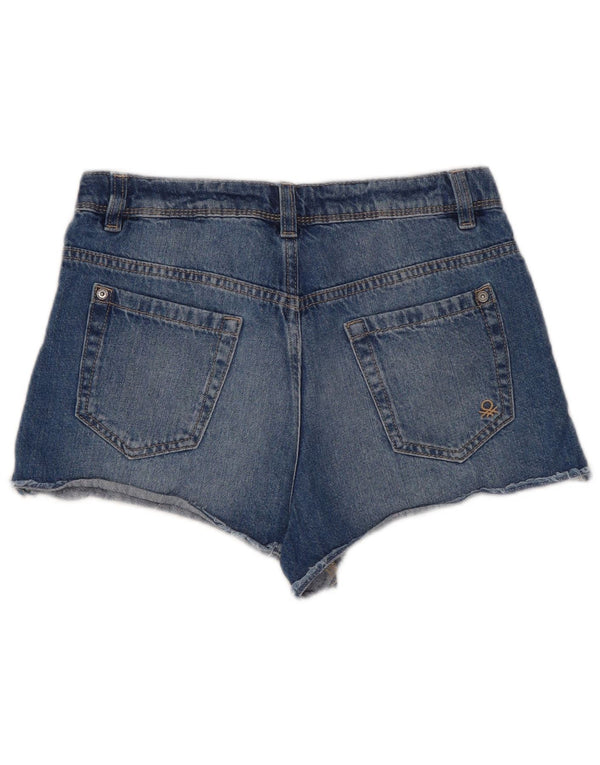 Benetton Girls Denim Hot Pants 11-12 Years 2XL W26 Blue Cotton