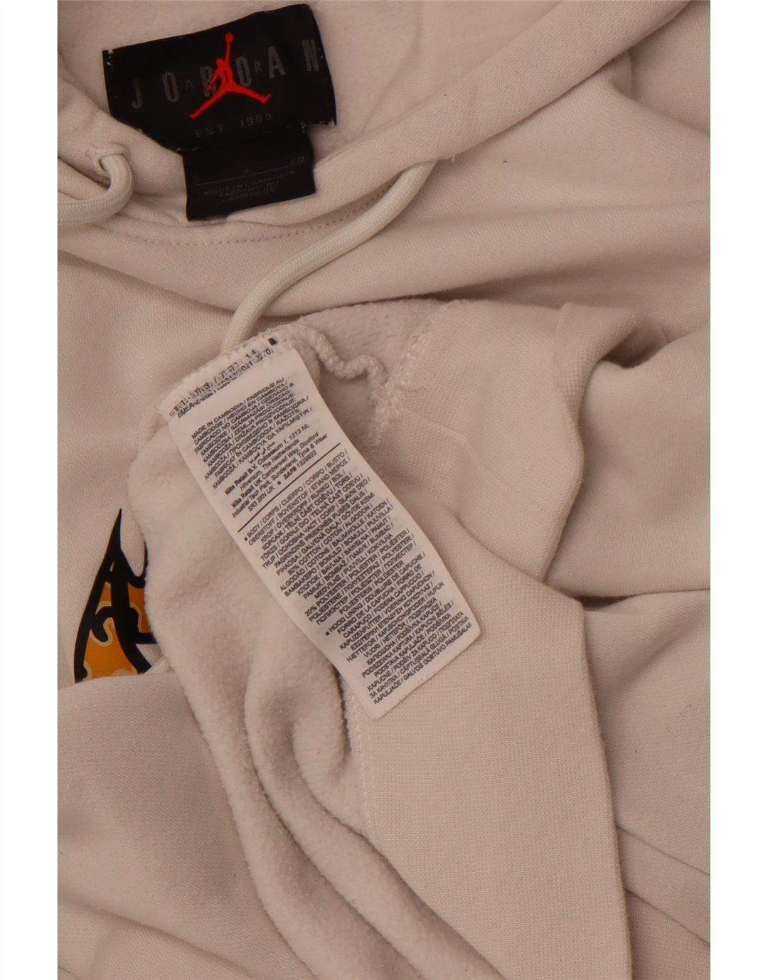 Мужской джемпер с капюшоном свободного кроя JORDAN, маленький белый, хлопковый, с рисунком