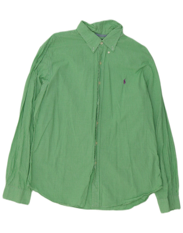 Мужская рубашка приталенного кроя Polo Ralph Lauren XL, зеленая хлопковая клетка