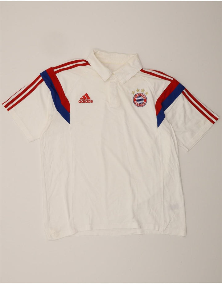 Мужская рубашка-поло ADIDAS FC Bayern Munchen XL, хлопковая белая с цветными блоками