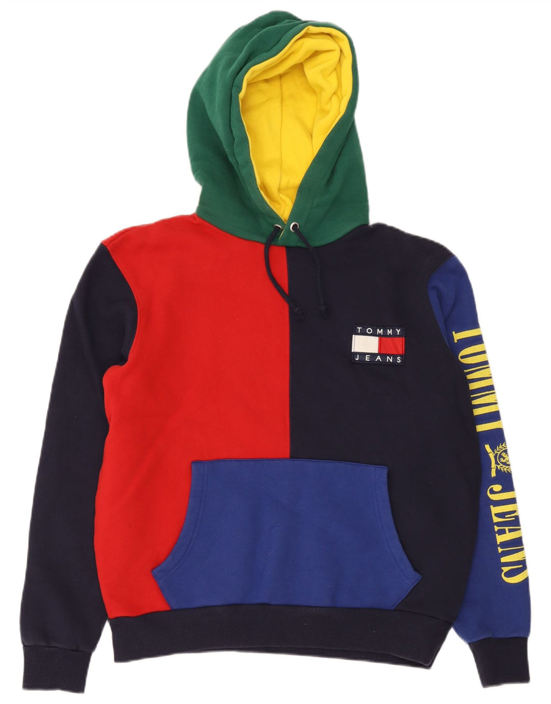 Tommy Hilfiger Мужской джемпер с капюшоном с рисунком, средний, разноцветный, с цветными блоками