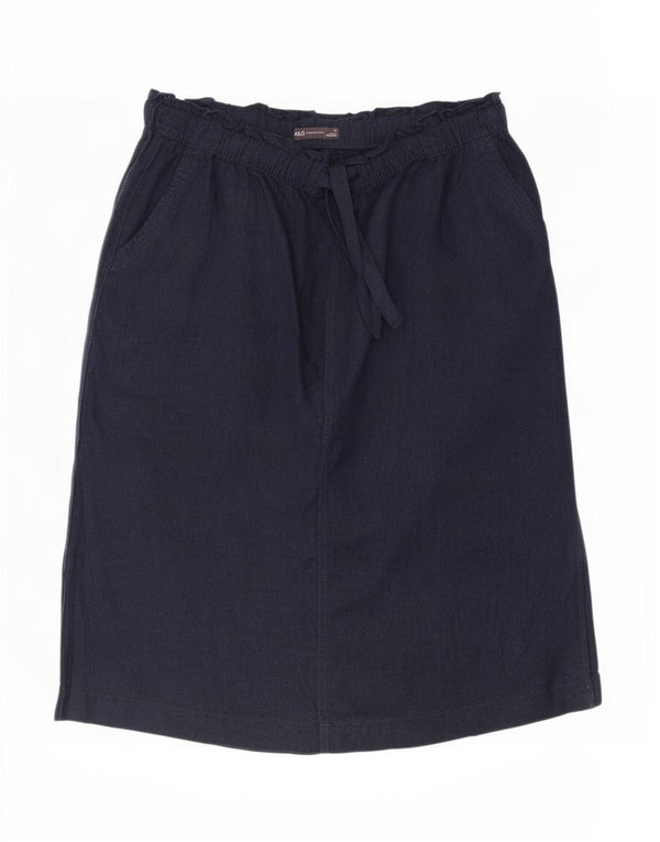 Женская юбка миди Marks & Spencer UK 18 XL W38 Темно-синяя льняная