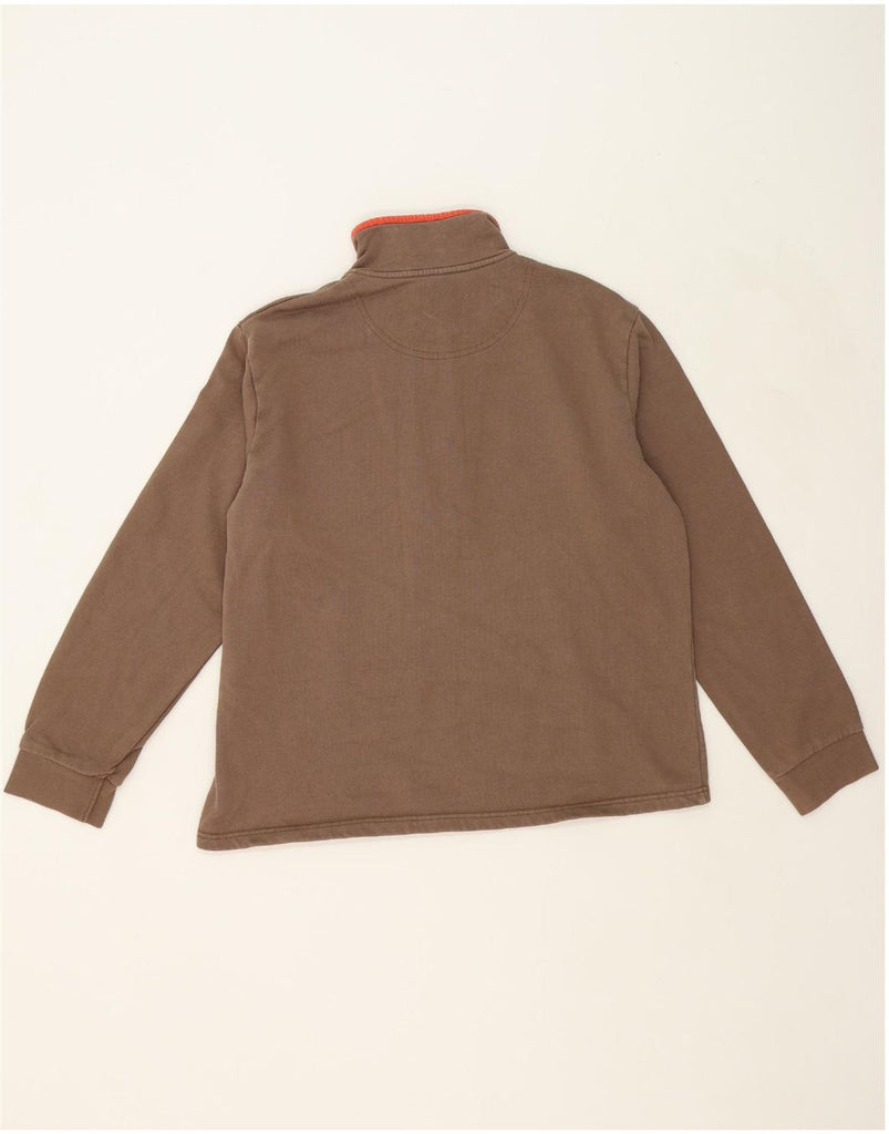 BODEN Womens Zip Neck Sweatshirt Jumper UK 16 Large Brown Cotton Vintage Boden and Second-Hand Boden from Messina Hembry 