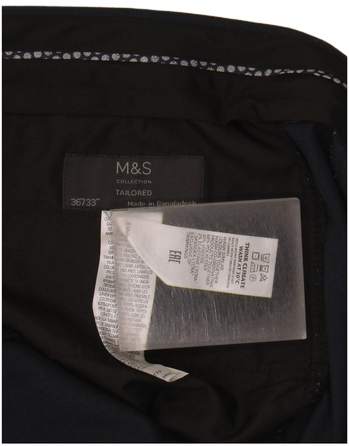 Мужские костюмные брюки Marks & Spencer W36 L33 темно-синего цвета из полиэстера